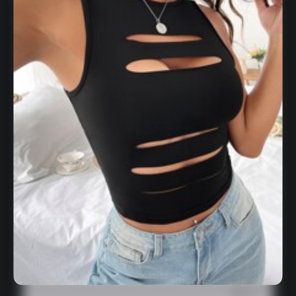 Black Sleeveless Cut-Out Top